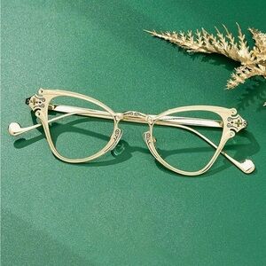 VOOGLAM Chuchin Gold Cat-Eye computer Glasses NEW with drawstring bag